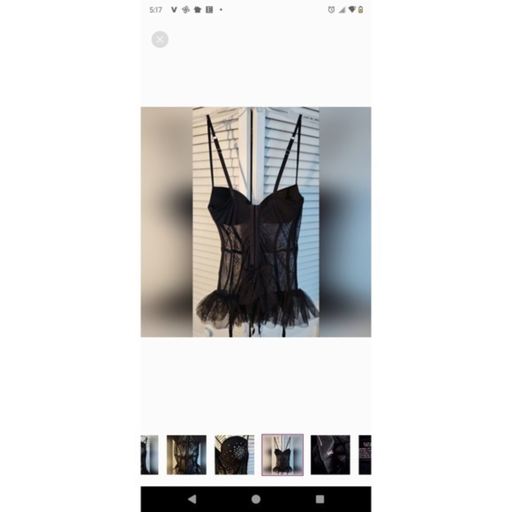 Victoria's Secret Black Lace Rhinestone Tulle Corset Top Lingerie Bustier - Picture 2 of 9